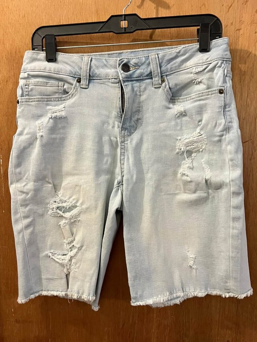 Size 8 - Time & Tru - Light Blue Distressed Denim Shorts - W32"